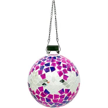 VCS 10" Silver & Pink Floral Glass Globe w/ Hanging Chain — photo 1 of 2