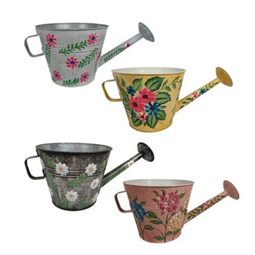 VCS 10" KD Watering Can Planters Hand Painted Floral — photo 1 of 2
