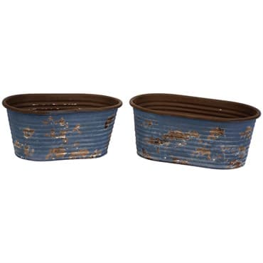 WSP Tubs Oval Set Of 2 Distressed Blue — photo 1 of 2